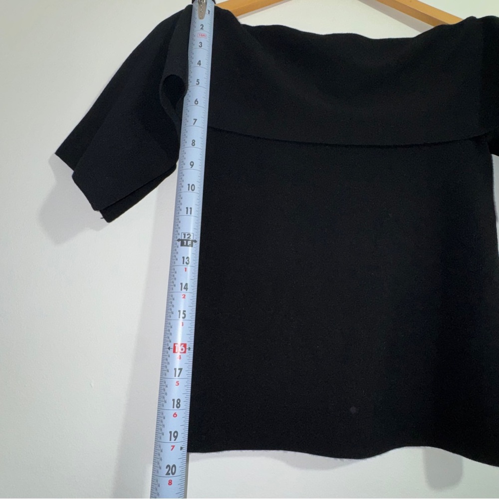 Club Monaco Black Off Shoulder Flutter Sleeve Top Small - Picture 5 of 6